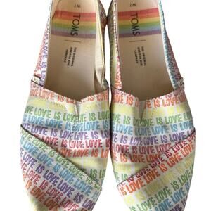 Toms Women's Flat Slip-On Canvas Love Is Love Rainbow Shoes